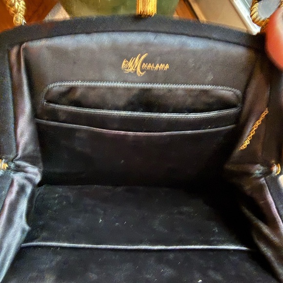 Vintage MM Malama Black Handbag  with Gold Accents 10”wide 7 “ height - Picture 2 of 14